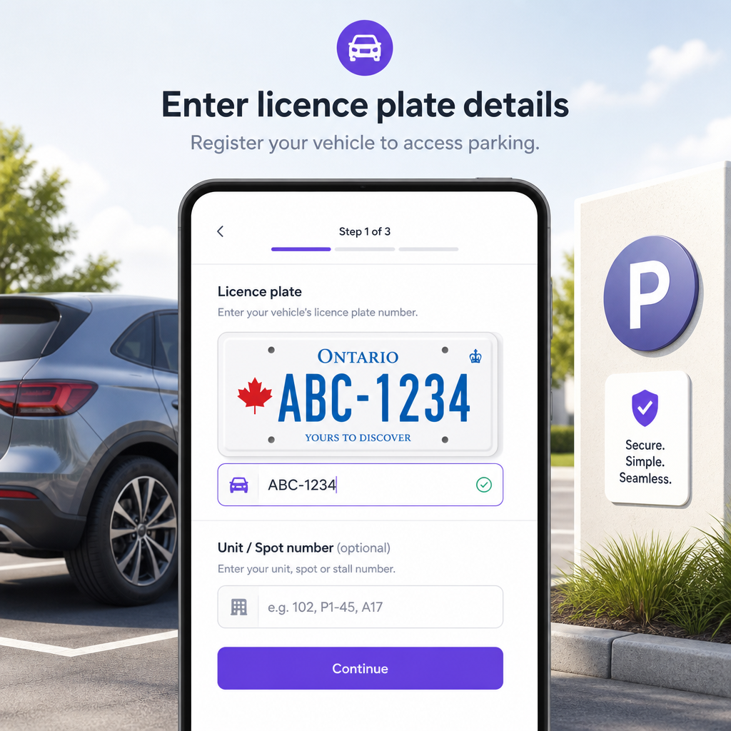Enter licence plate details